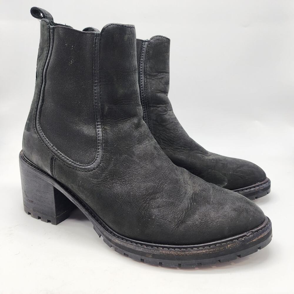 Thursday Boot Company Knockout Black Leather Heel Chelsea Boots Women's 10
